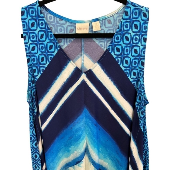 CHICO'S Maxi Kaftan Blue Multi Striped Animal Print Stretch Chico's Size 3 (XL) - Picture 4 of 7